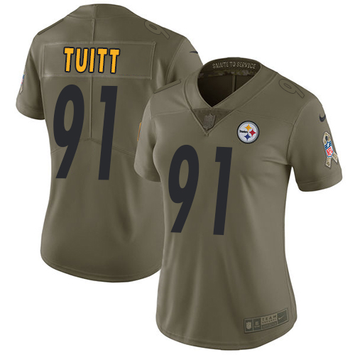 Nike Steelers #91 Stephon Tuitt Olive Women's Stitched NFL Limited Salute to Service Jersey - Click Image to Close